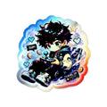 Holographic Gamer Boy Sticker, Cozy Gaming Chibi Vinyl Decal, Cute Retro Arcade Sticker, Kawaii Laptop Journal Gamer Gift